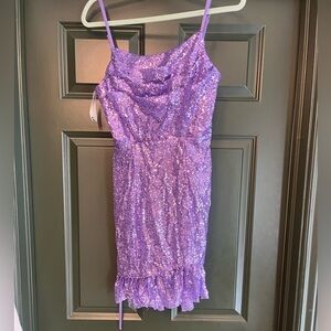 Purple Sequin Prom Dress - 4
